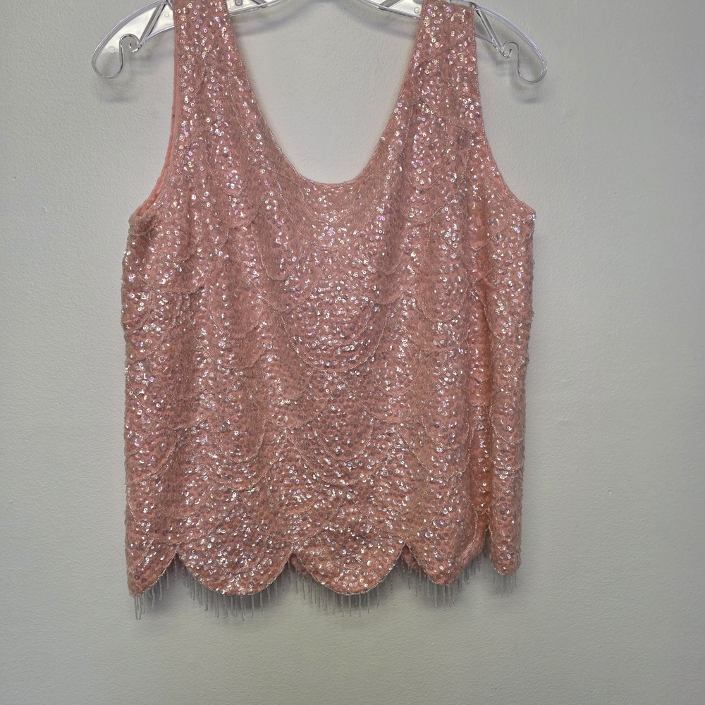 MXM Beaded Peach Knit Tank